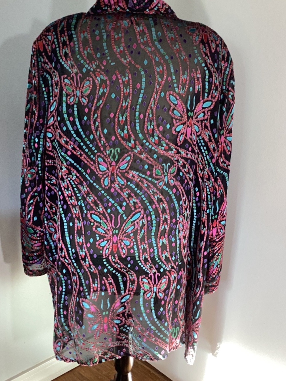 VTG BOB MACKIE WEARABLE ART 3X SILK BLOUSE TUNIC SHEER SPECIAL OCCASION HOLIDAYS - Picture 8 of 11